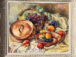 Former Table Signed Jane Bosc 1962. Still Life. Oil Painting On Canvas