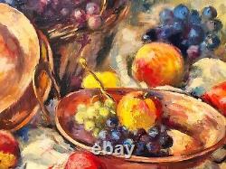 Former Table Signed Jane Bosc 1962. Still Life. Oil Painting On Canvas