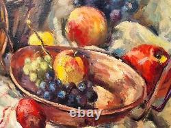 Former Table Signed Jane Bosc 1962. Still Life. Oil Painting On Canvas