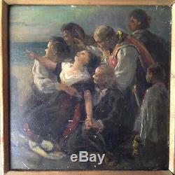 Former Table Study XIX Woman Shipwreck French School Oil On Wood