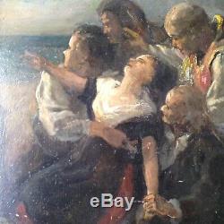 Former Table Study XIX Woman Shipwreck French School Oil On Wood