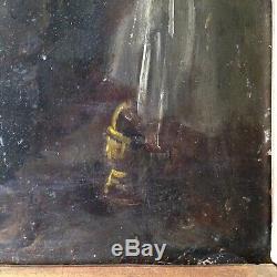 Former Table Study XIX Woman Shipwreck French School Oil On Wood