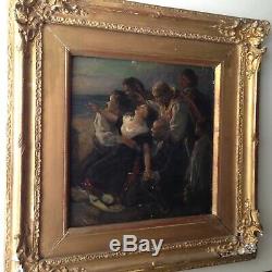 Former Table Study XIX Woman Shipwreck French School Oil On Wood