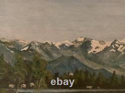 Former Table XIX / XX Lakescape The Swiss Alps Signed