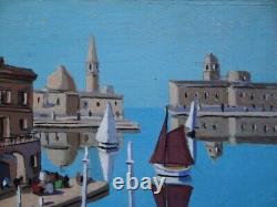 Former Table XX Oil Port Ships Naif Fauvism Attributed To Cagninacci Corsica