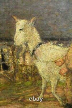 Former Young Shepherd Painting And Her Dotillism Goats Signed Gardener Xixth