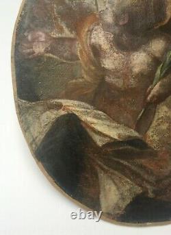 Fragment Of Ancient Painting, Oil On Canvas, Murillo Putto, 19th Or Before