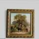 Frame Ancienne Bois Dore Oil Painting On Canvas Peasants And Ane