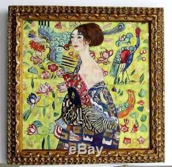 Frame Old Art Deco Painting Oil On Canvas Reproduction Klimt (gold Leaf)