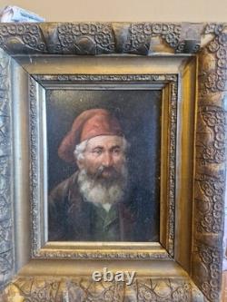 Framed Antique Painting, Portrait of a Man, Oil on Panel