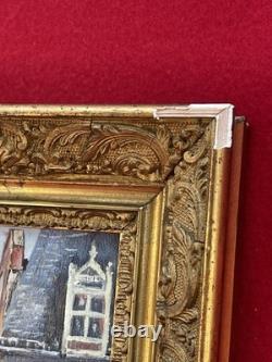 Framed Antique Painting, View of Le Mans, Signed Pierre Petit, Oil on Panel