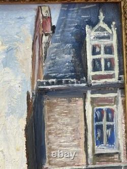 Framed Antique Painting, View of Le Mans, Signed Pierre Petit, Oil on Panel
