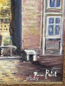 Framed Antique Painting, View of Le Mans, Signed Pierre Petit, Oil on Panel