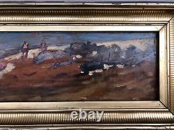 Framed Old Painting, Animated Landscape, Oil on Panel, Painting, Late 19th Century