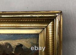 Framed Old Painting, Animated Landscape, Oil on Panel, Painting, Late 19th Century