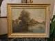 Framed Old Painting Oil On Canvas Depicting A Landscape