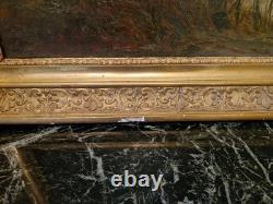 Framed Old Painting Oil on Canvas Depicting a Landscape