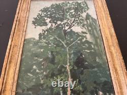 Framed antique painting by Gaëtan Dumas (1879–1950) / Tree study, oil on panel