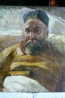 France Leplat Old Painting Oil On Canvas Portrait Of Man 1925