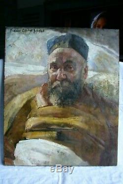 France Leplat Old Painting Oil On Canvas Portrait Of Man 1925