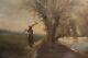 Frechon 1865 Oil On Canvas Painting Old Adam Under Napoleon Iii Nineteenth