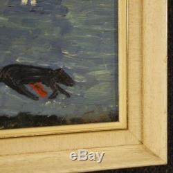 French Painting Square Oil On Canvas Signed Old Style Corrida
