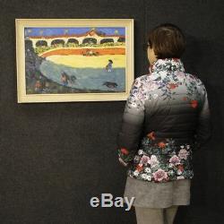 French Painting Square Oil On Canvas Signed Old Style Corrida