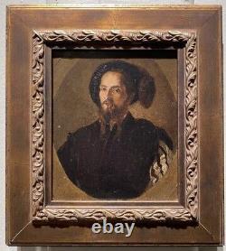 French School 19th Century Portrait of a Gentleman Oil on Canvas Old Painting