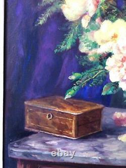 French School Circa 1900 Old Table Oil On Panel Depicting A Kind