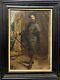 French School C. 1890 Portrait Of Artist On Bicycle Old Bicycle Painting