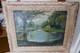 G. Agogue - Old Painting Oil On Canvas - Riverbank Landscape - 1984
