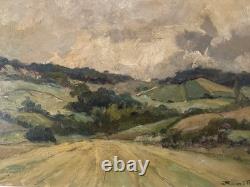 Gascogne Landscape Painting by René Mailhe, Oil on Canvas, 1930, Antique Old Art Painting