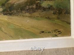 Gascogne Landscape Painting by René Mailhe, Oil on Canvas, 1930, Antique Old Art Painting
