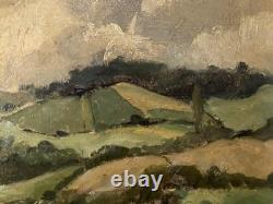 Gascogne Landscape Painting by René Mailhe, Oil on Canvas, 1930, Antique Old Art Painting