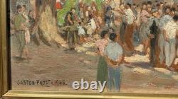 Gaston PROST (1881-1967) Old painting Oil The Festival in Seguret 1945