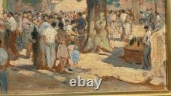 Gaston PROST (1881-1967) Old painting Oil The Festival in Seguret 1945