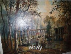 Grand Old Oil Painting on Canvas by Henri Amirault in Parthenay Faience