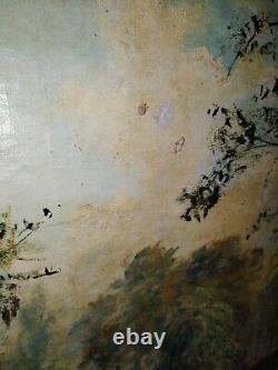 Grand Old Oil Painting on Canvas by Henri Amirault in Parthenay Faience