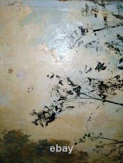 Grand Old Oil Painting on Canvas by Henri Amirault in Parthenay Faience