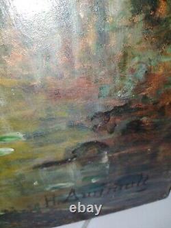 Grand Old Oil Painting on Canvas by Henri Amirault in Parthenay Faience