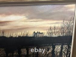 Grand Old Table Oil on Canvas Signed Mury Sunset The Flooded Loire
