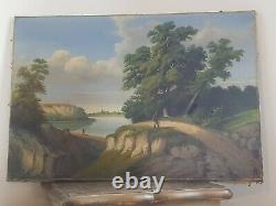 Grand Painting Ancient Oil On Canvas XIX Eme By A. Bertheau 1887