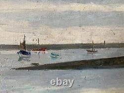 Grand Painting Old Oil On Canvas Port Breton Signed Daniel De Paris 1954