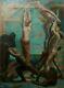 Great Ancient Symbolism Painting, Oil On Canvas, Combat Scene, Xxth School