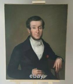 Great Oil On Canvas Old Portrait Of Jean François Jeanmaire 1832 19th