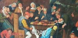Great Old Oil Painting On Canvas Village Scene Flemish Painting