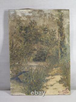 Guy Bardet Former Beautiful Painting Oil on Canvas Landscape Bridge by Stream 1900