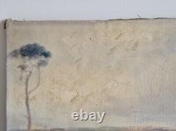 HST 1920 oil on canvas seascape boat old painting signed Marine