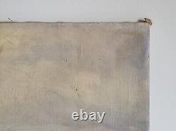 HST 1920 oil on canvas seascape boat old painting signed Marine