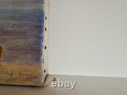 HST 1920 oil on canvas seascape boat old painting signed Marine